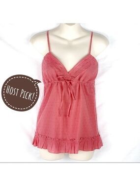 New-pathway LA Boutique Brand, Swiss Dot Cotton, Strappy  Front Tie Camisole Top